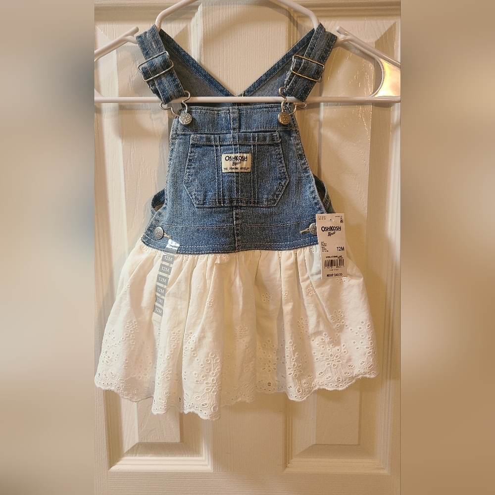 OshKosh B'gosh Blue and White Kids Denim Skirtall